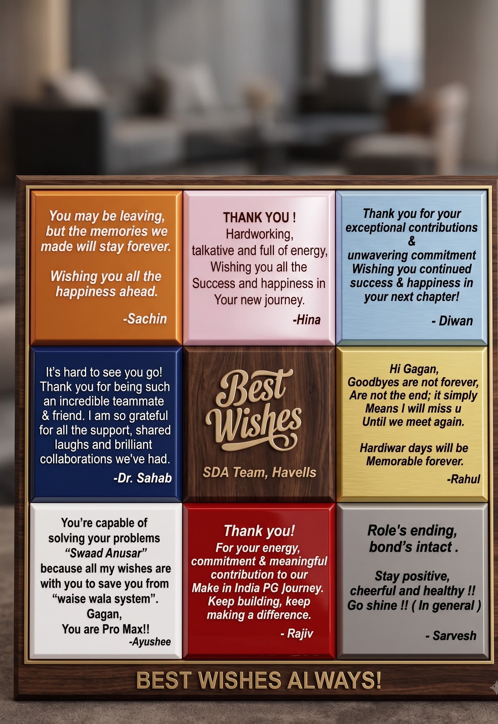 Customised Farewell Gift Plaque – Best Wishes Always